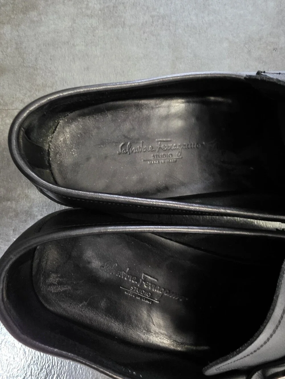 Salvatore Ferragamo Black Leather Loafers Men's 11 D Square Toe Braided